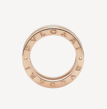 [✨ROSE💎]ZERO 1 TWO-BAND LOOPS AND WHITE CERAMIC SPIRAL PINK GOLD RING