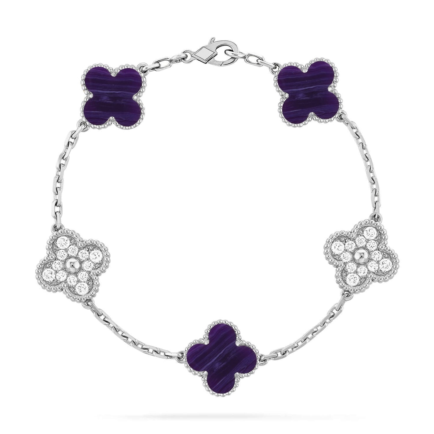 [✨ROSE💎]CLOVER 5 MOTIF PURPLE STRIPES BRACELET COLLECTION