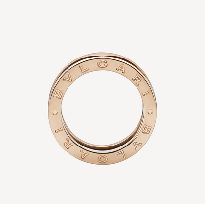 [✨ROSE💎]ZERO 1 TWO-BAND LOOPS AND BLACK CERAMIC PINK GOLD RING