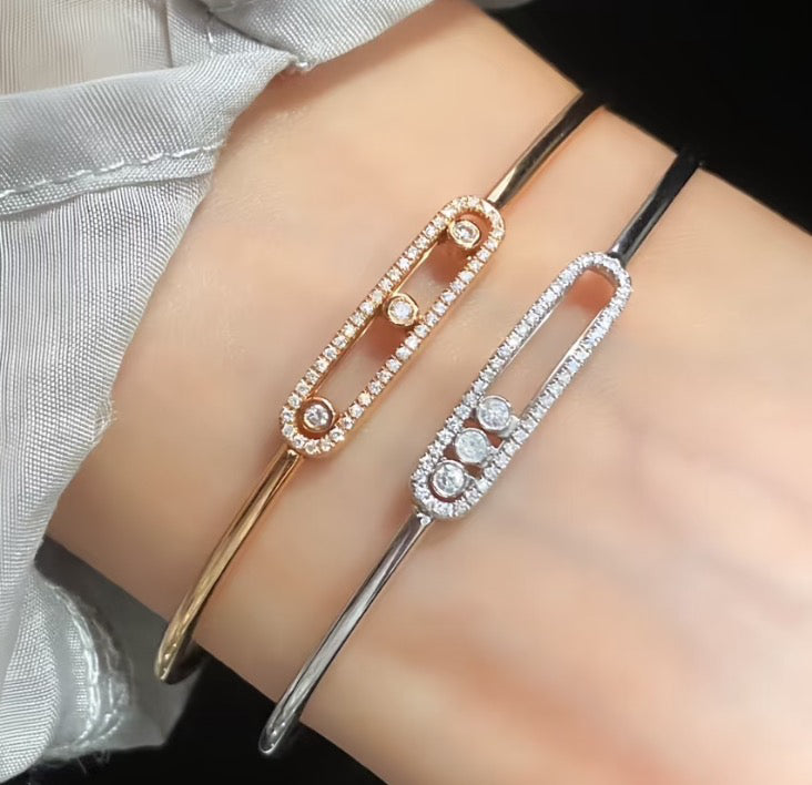 [✨ROSE💎]Move Pavé Diamond Bangle Bracelet M
