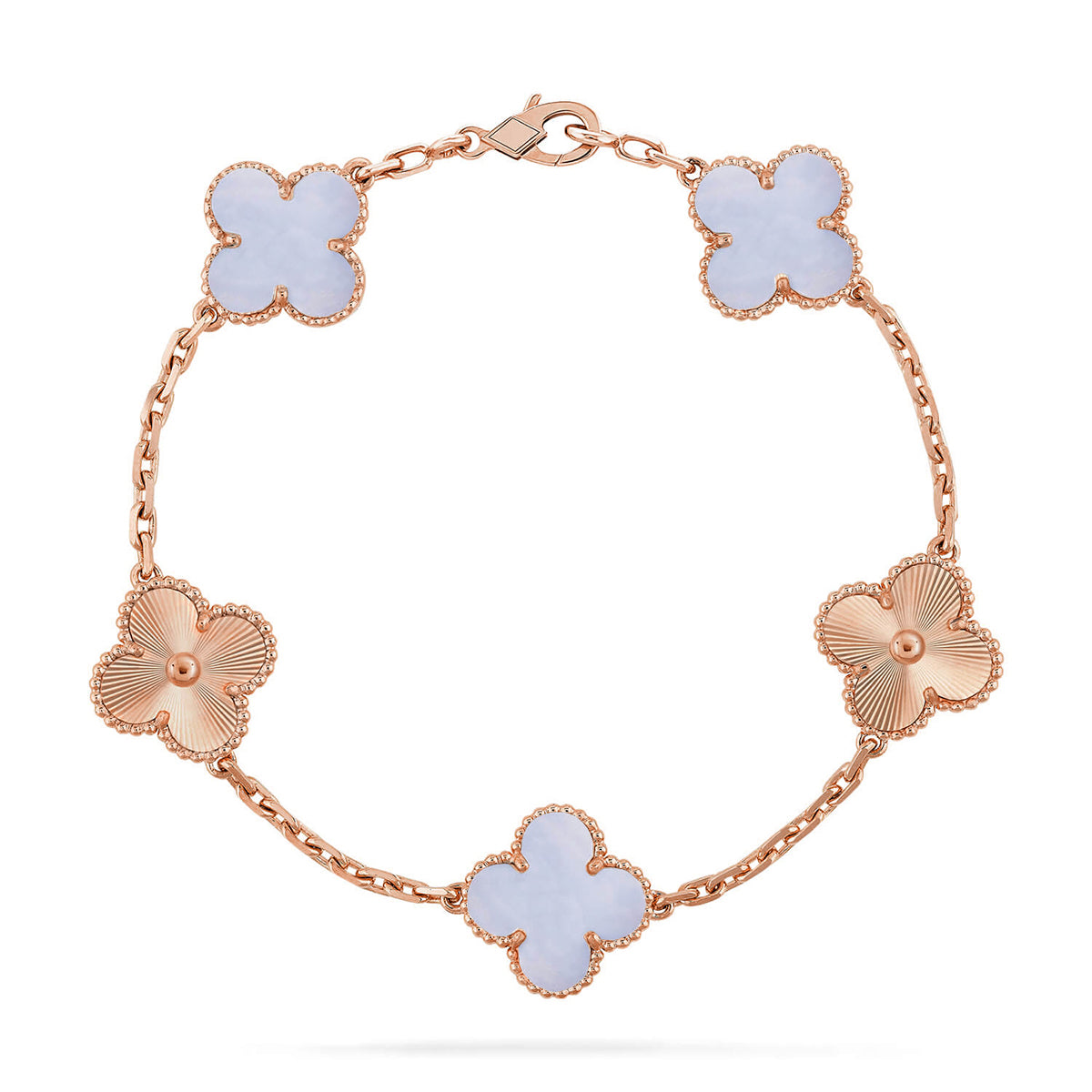 [✨ROSE💎] CLOVER 5 MOTIF PURPLE CHALCEDONY BRACELET COLLECTION