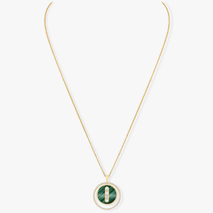 [✨ROSE💎]LUCKY MOVE 3 DIAMOND MALACHITE GOLD DIAMOND NECKLACE