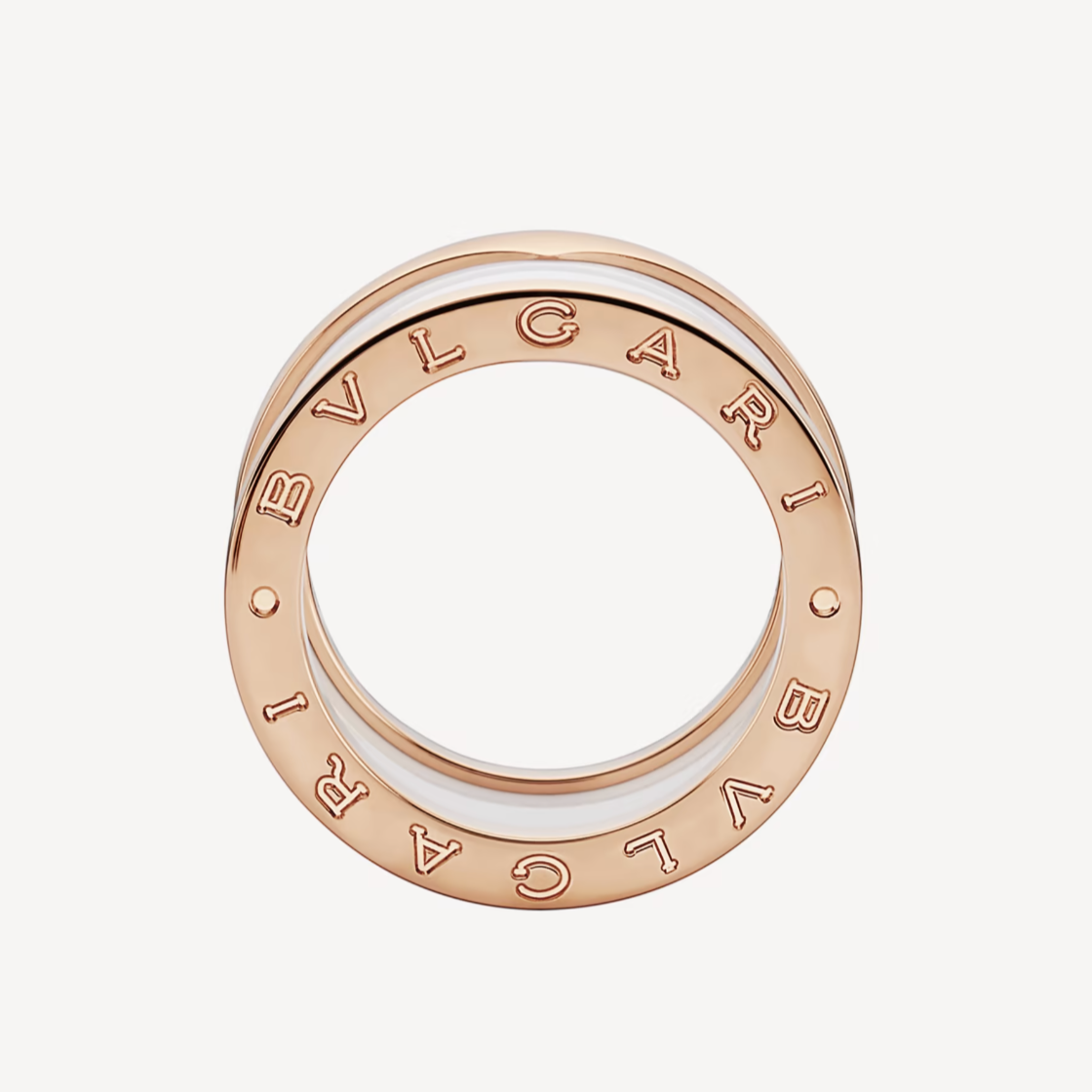 [✨ROSE💎]ZERO 1 FOUR-BAND LOOPS AND WHITE CERAMIC SPIRAL PINK GOLD RING
