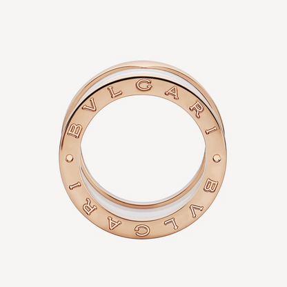 [✨ROSE💎]ZERO 1 FOUR-BAND LOOPS AND WHITE CERAMIC SPIRAL PINK GOLD RING