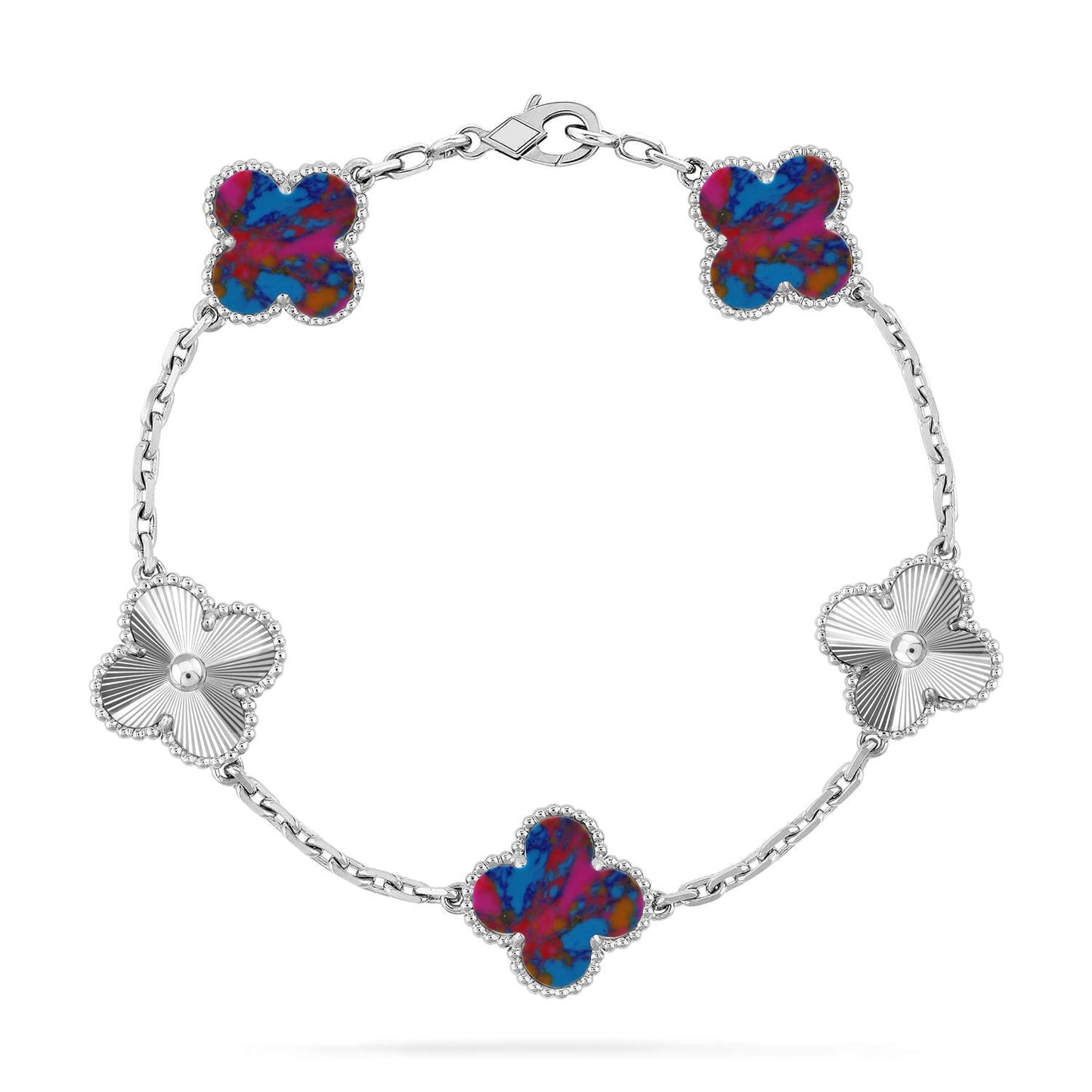 [✨ROSE💎]CLOVER 5 MOTIF COLOR GEMSTONES BRACELET COLLECTION