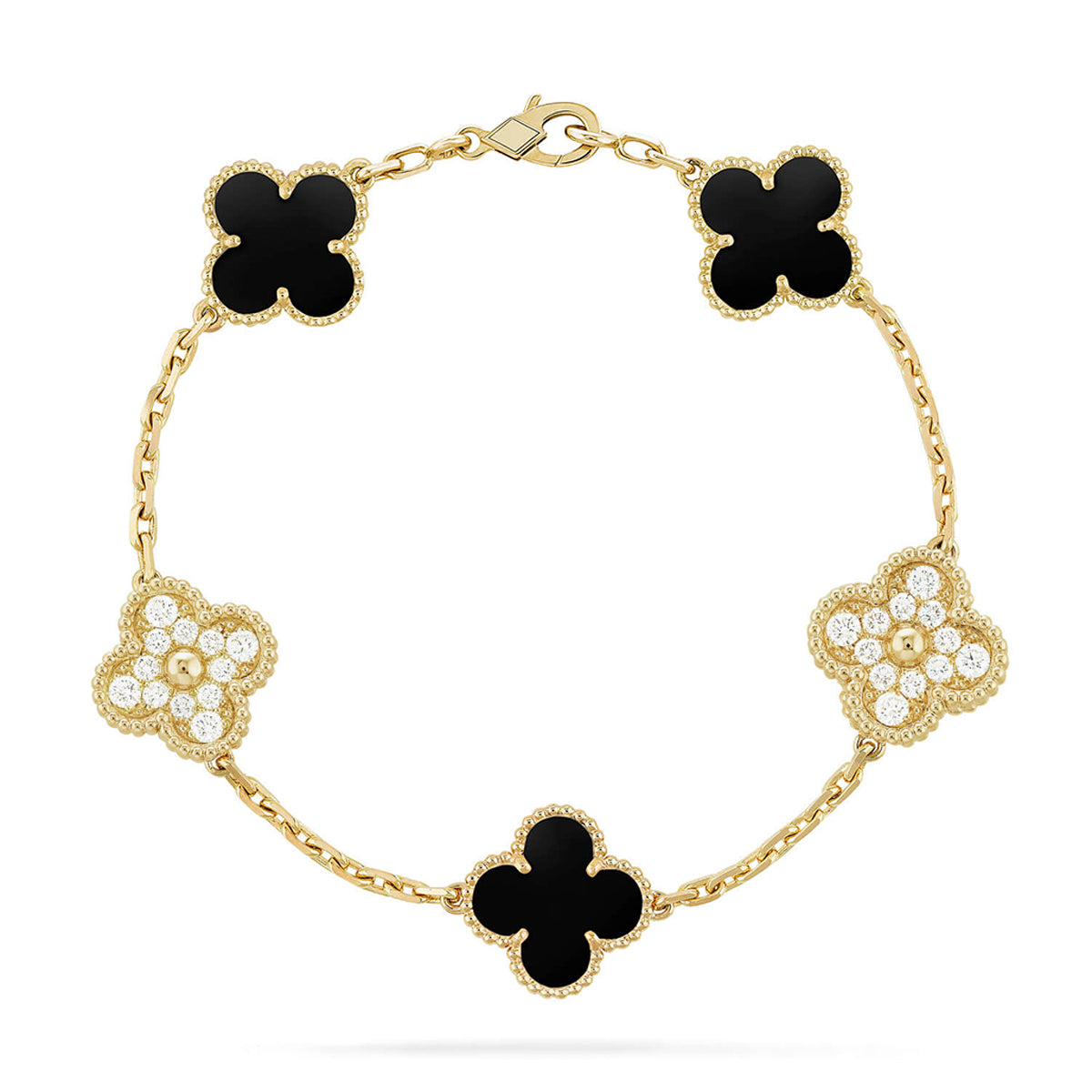 [✨ROSE💎] CLOVER 5 MOTIF ONYXS BRACELET COLLECTION