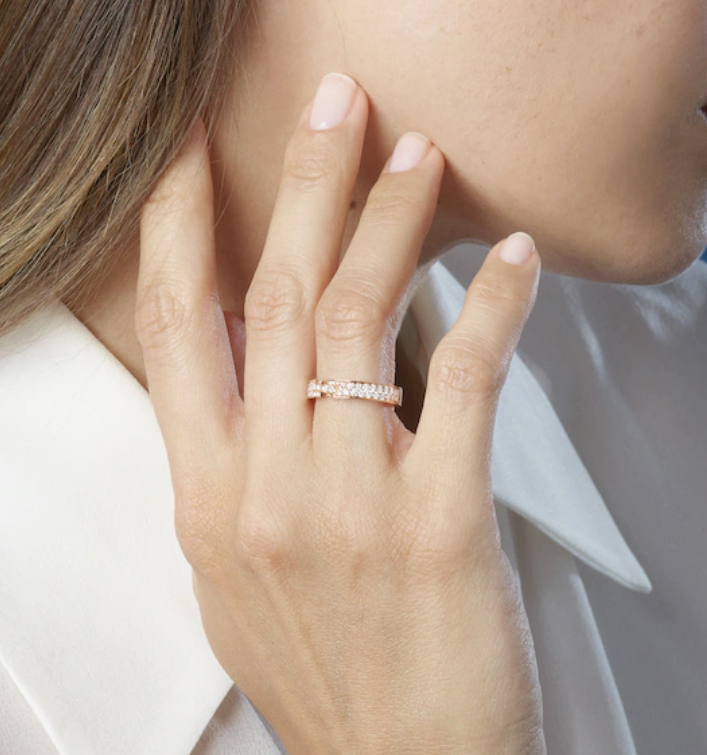 [✨ROSE💎]ALLIANCE LIENS VIDENCE PAVED DIAMOND 4MM RING