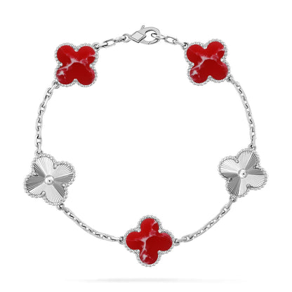 [✨ROSE💎]CLOVER 5 MOTIF RED PATTERN BRACELET COLLECTION