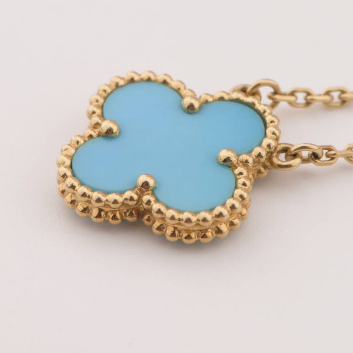 [✨ROSE💎]CLOVER 15MM VINTAGE TURQUOISE NECKLACE