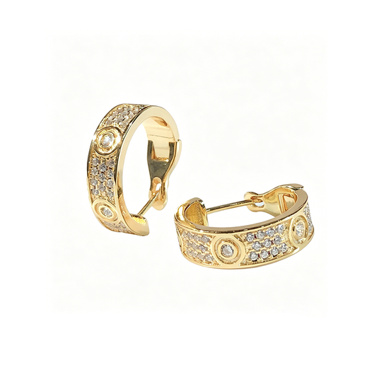 [✨ROSE💎]LOVE 5.5MM DIAMOND PAVED EARRINGS