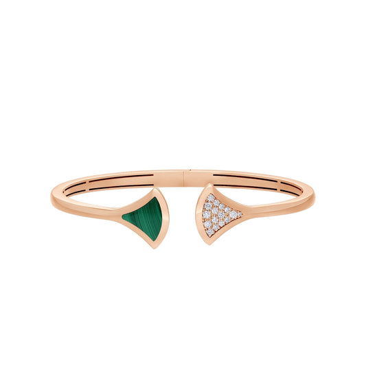 [✨ROSE💎]DREAM BRACELET OPEN MALACHITE PINK GOLD