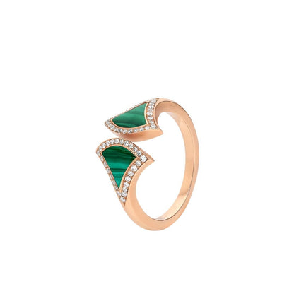 [✨ROSE💎]DREAM MALACHITE DIAMOND OPEN RING