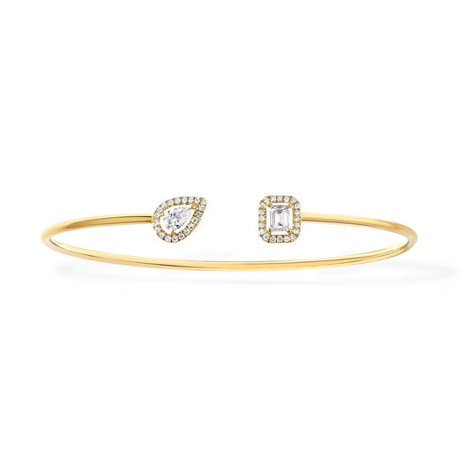 [✨ROSE💎]JONC FLEX MY TWIN TOI & MOI SILVER DIAMOND BRACELET