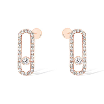 [✨ROSE💎]MOVE UNO STUD DIAMOND PAVED EARRINGS