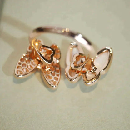 [✨ROSE💎]TWIN BUTTERFLY DIAMOND MOP RING