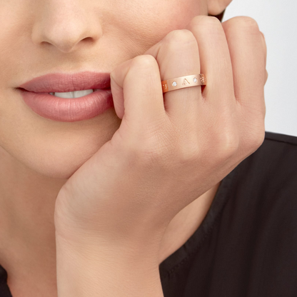 [✨ROSE💎]ZERO 1 ESSENTIAL PINK GOLD BAND WITH DIAMONDS RING