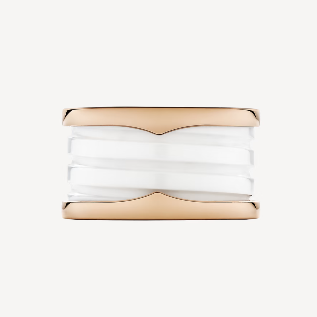 [✨ROSE💎]ZERO 1 FOUR-BAND LOOPS AND WHITE CERAMIC SPIRAL PINK GOLD RING