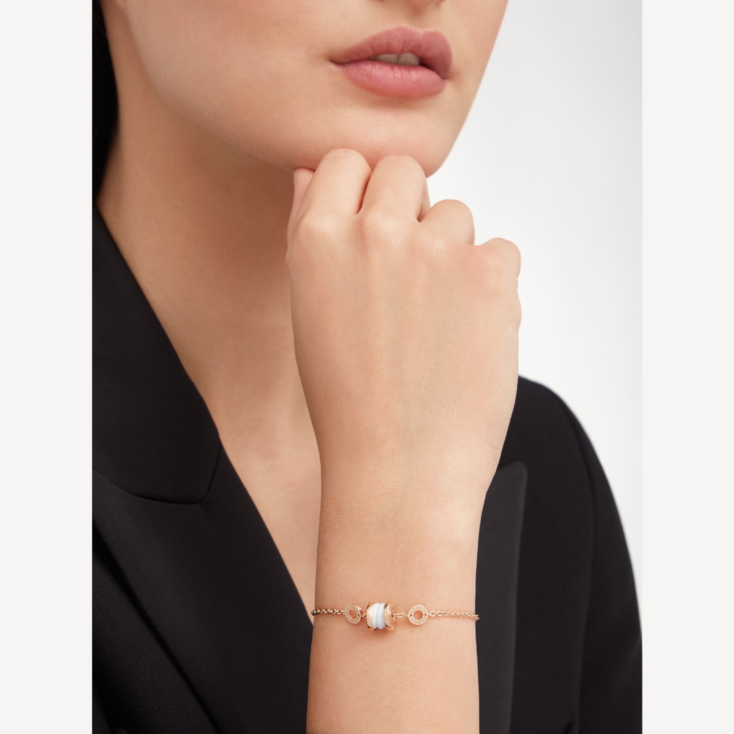 [✨ROSE💎]ZERO 1 SOFT PINK GOLD AND WHITE CERAMIC BRACELET