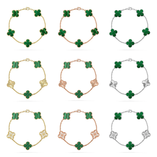 [✨ROSE💎] CLOVER 5 MOTIF MALACHITE BRACELET COLLECTION