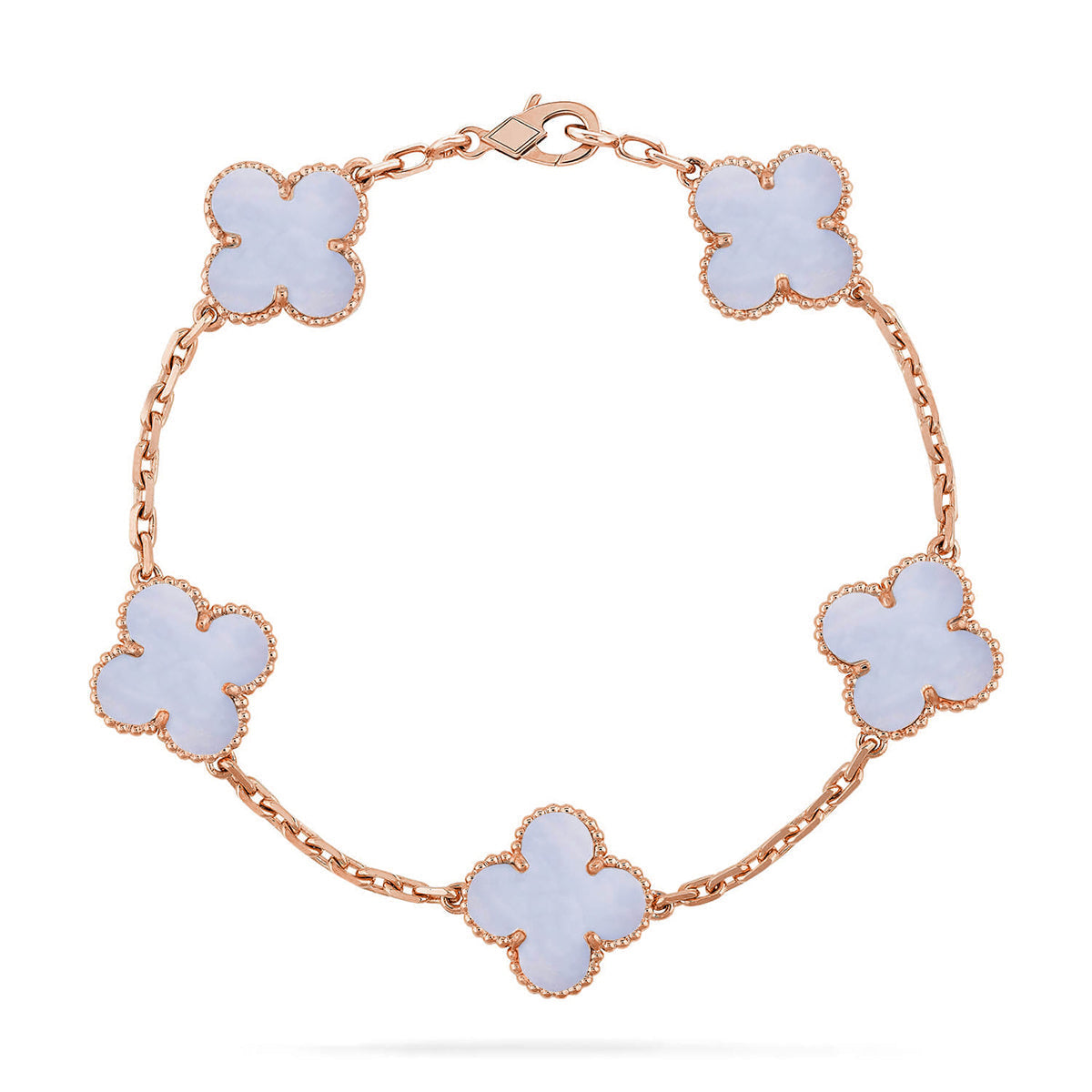 [✨ROSE💎] CLOVER 5 MOTIF PURPLE CHALCEDONY BRACELET COLLECTION
