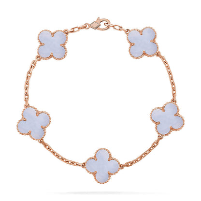 [✨ROSE💎] CLOVER 5 MOTIF PURPLE CHALCEDONY BRACELET COLLECTION