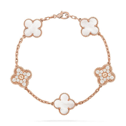 [✨ROSE💎]CLOVER WHITE PEARL MOP 5 MOTIF BRACELET COLLECTION