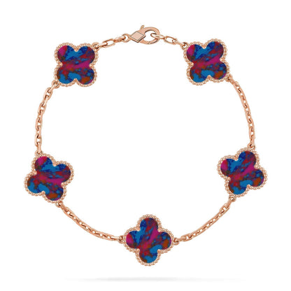 [✨ROSE💎]CLOVER 5 MOTIF COLOR GEMSTONES BRACELET COLLECTION