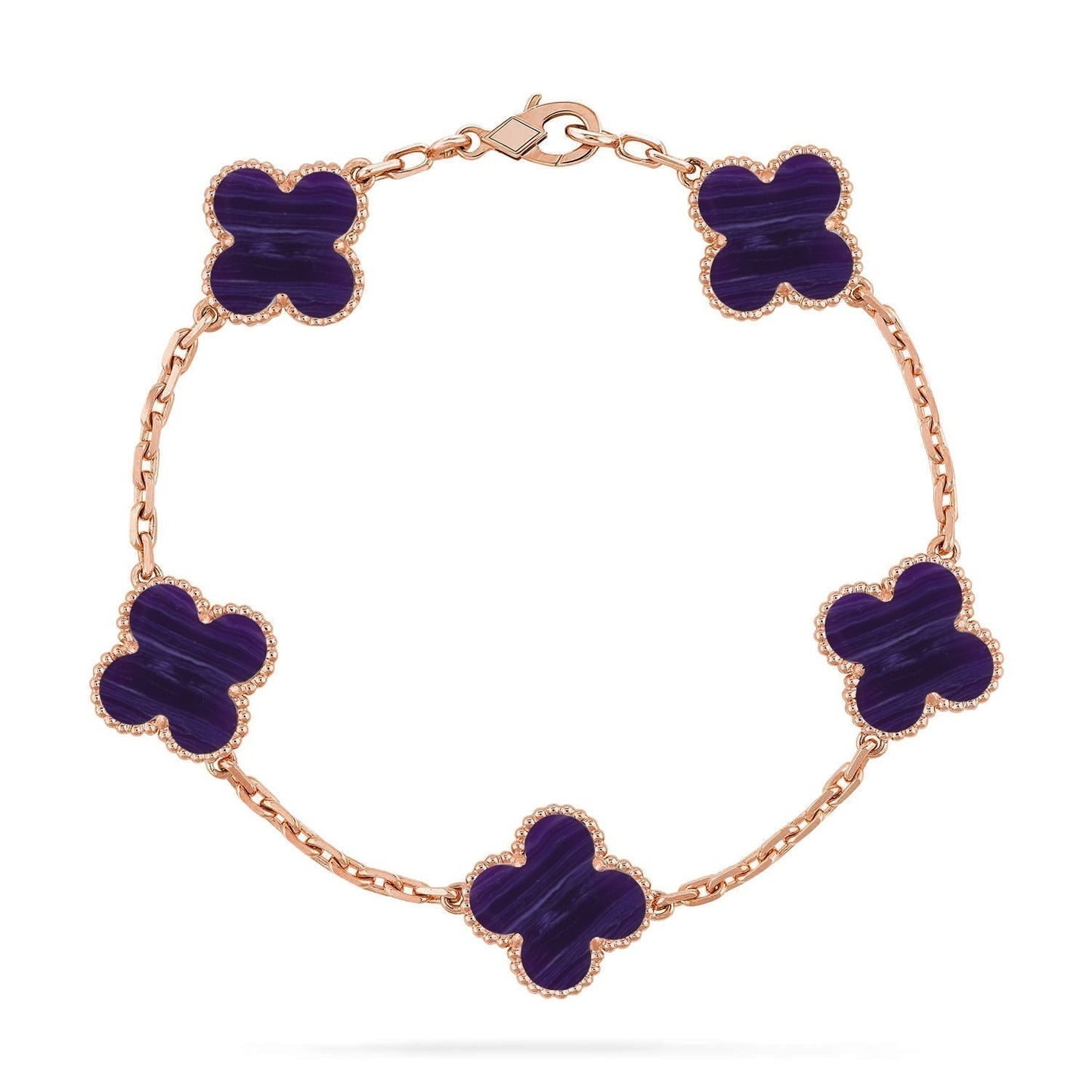 [✨ROSE💎]CLOVER 5 MOTIF PURPLE STRIPES BRACELET COLLECTION