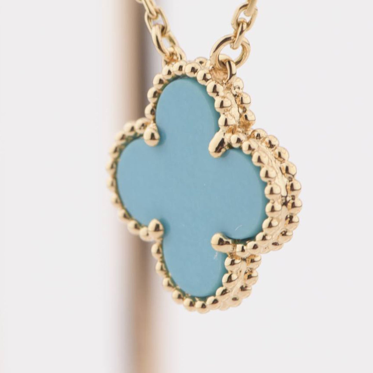 [✨ROSE💎]CLOVER 15MM VINTAGE TURQUOISE NECKLACE