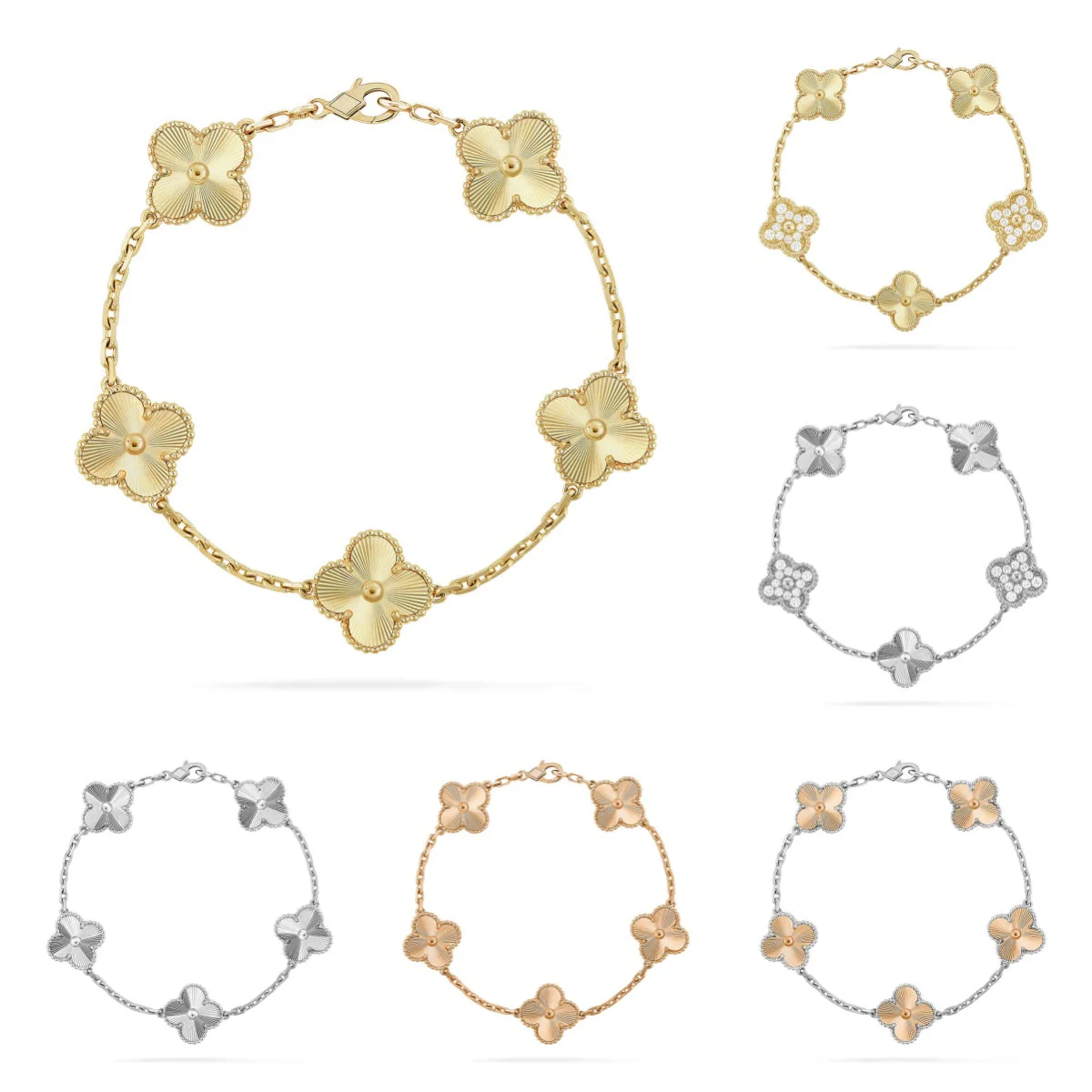 [✨ROSE💎] CLOVER 5 MOTIF LASER BRACELET COLLECTION