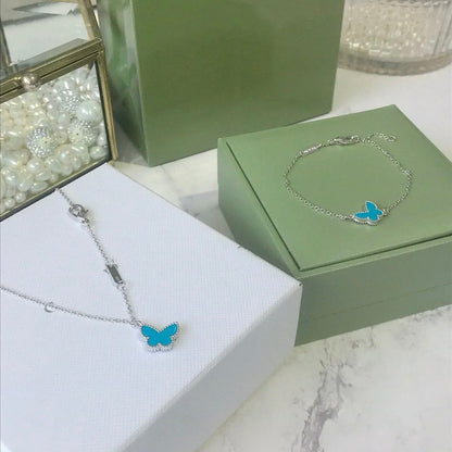 [✨ROSE💎]BUTTERFLY TURQUOISE BUTTERFLY BRACELET SILVER