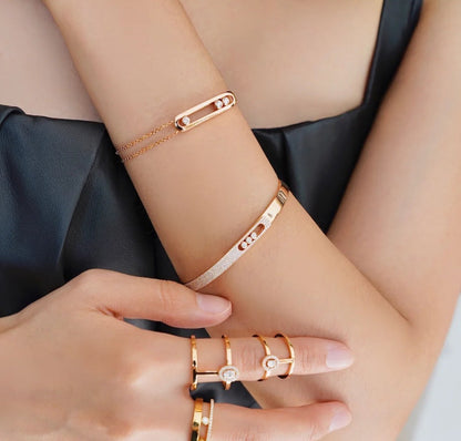 [✨ROSE💎]Move Noa Rose Gold Pavé Diamond Bangle Bracelet