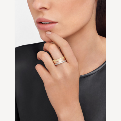 [✨ROSE💎]ZERO 1 THREE-BAND ROSE WHITE AND YELLOW RING