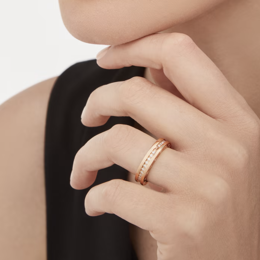[✨ROSE💎]ZERO 1 ONE-BAND PAVED DIAMONDS ON THE SPIRAL RING