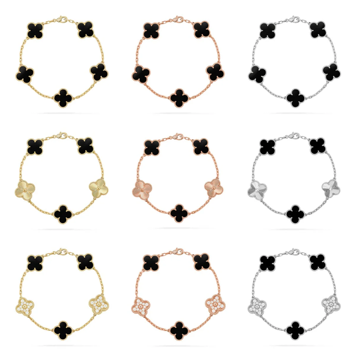 [✨ROSE💎] CLOVER 5 MOTIF ONYXS BRACELET COLLECTION