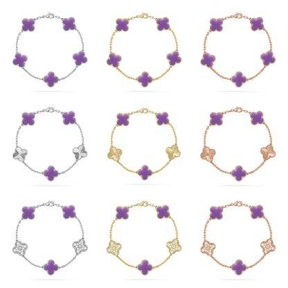 [✨ROSE💎]CLOVER 5 MOTIF LIGHT PURPLE BRACELET COLLECTION