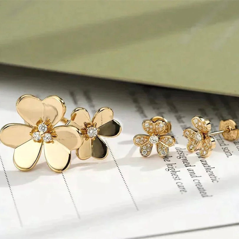 [✨ROSE💎]CLOVER COMOS GOLD DIAMOND RING