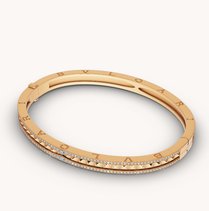 [✨ROSE💎]ZERO 1 SPIRAL AND PAVED DIAMOND GOLD BRACELET