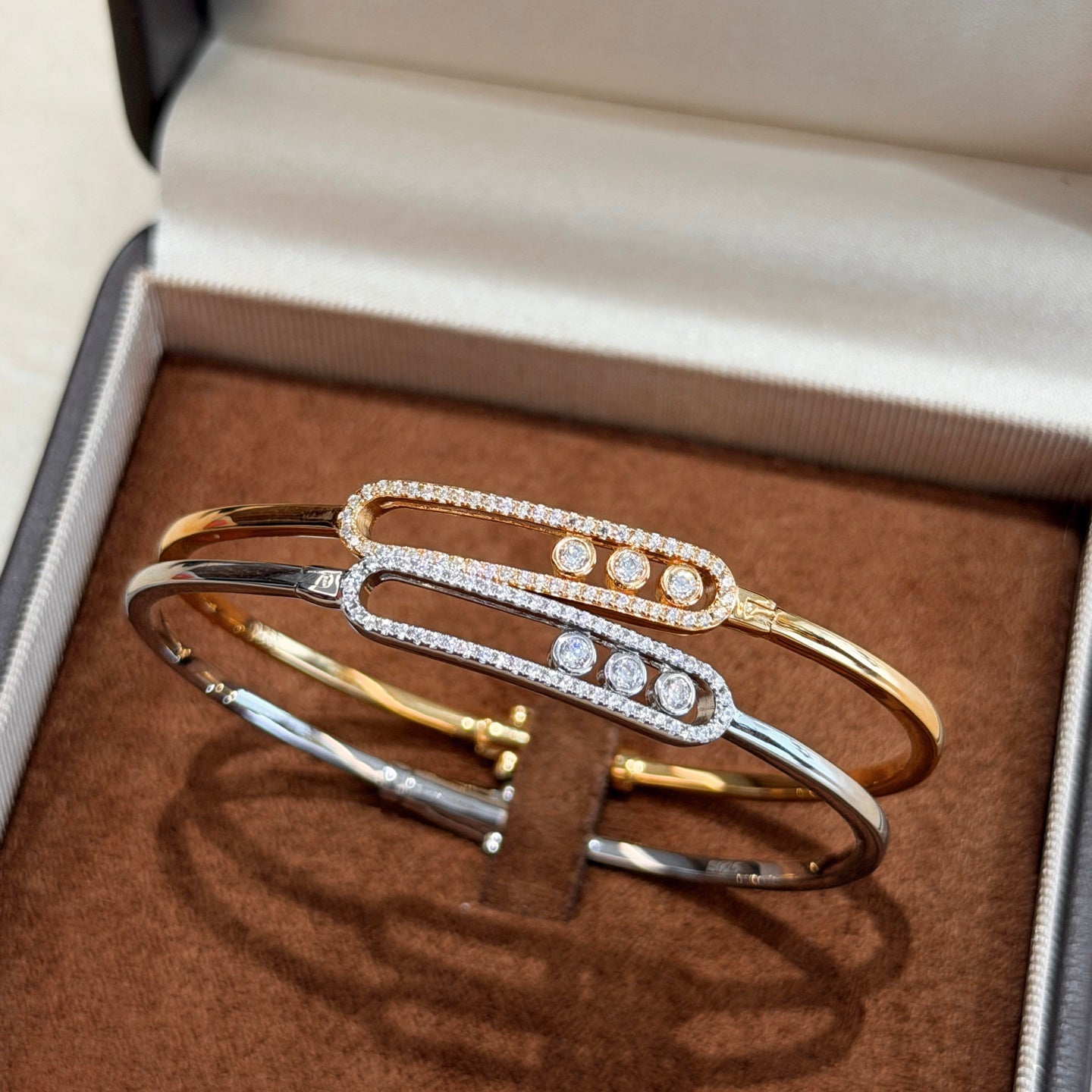 [✨ROSE💎]Move Pavé Diamond Bangle Bracelet M