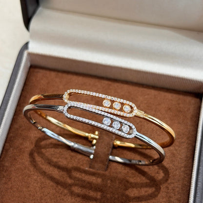 [✨ROSE💎]Move Pavé Diamond Bangle Bracelet M
