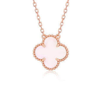 [✨ROSE💎]CLOVER 15MM PINK MOTHER-OF-PEARL SINGLE FLOWER NECKLACE