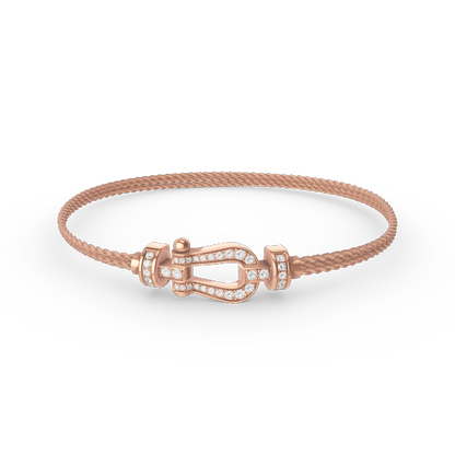 [✨ROSE💎]FORCE SMALL HORSESHOE  DIAMOND CHAIN ROPE BRACELET
