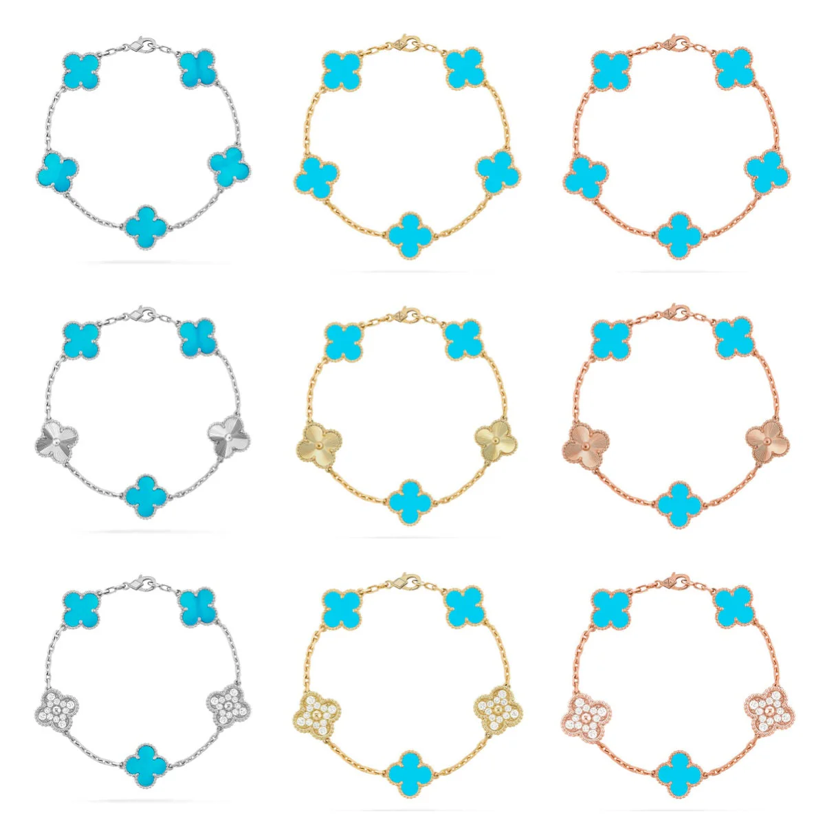 [✨ROSE💎] CLOVER 5 MOTIF TURQUOISE BRACELET COLLECTION