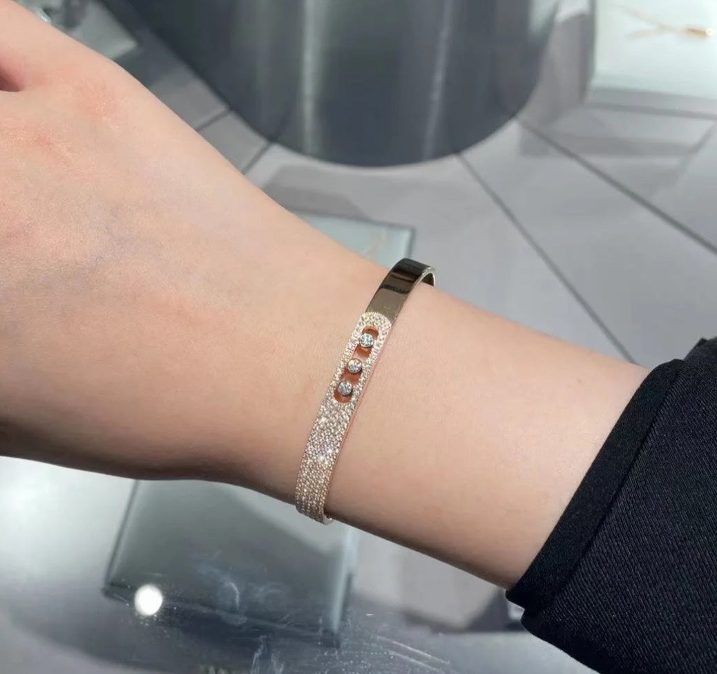 [✨ROSE💎]Move Noa Rose Gold Pavé Diamond Bangle Bracelet