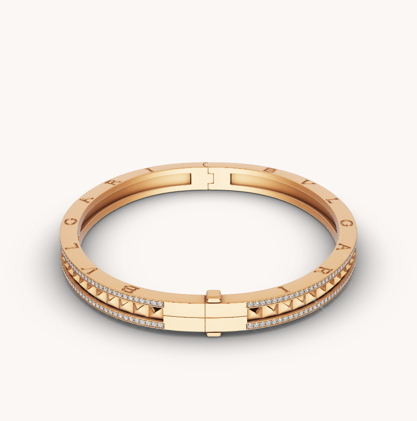 [✨ROSE💎]ZERO 1 SPIRAL AND PAVED DIAMOND GOLD BRACELET