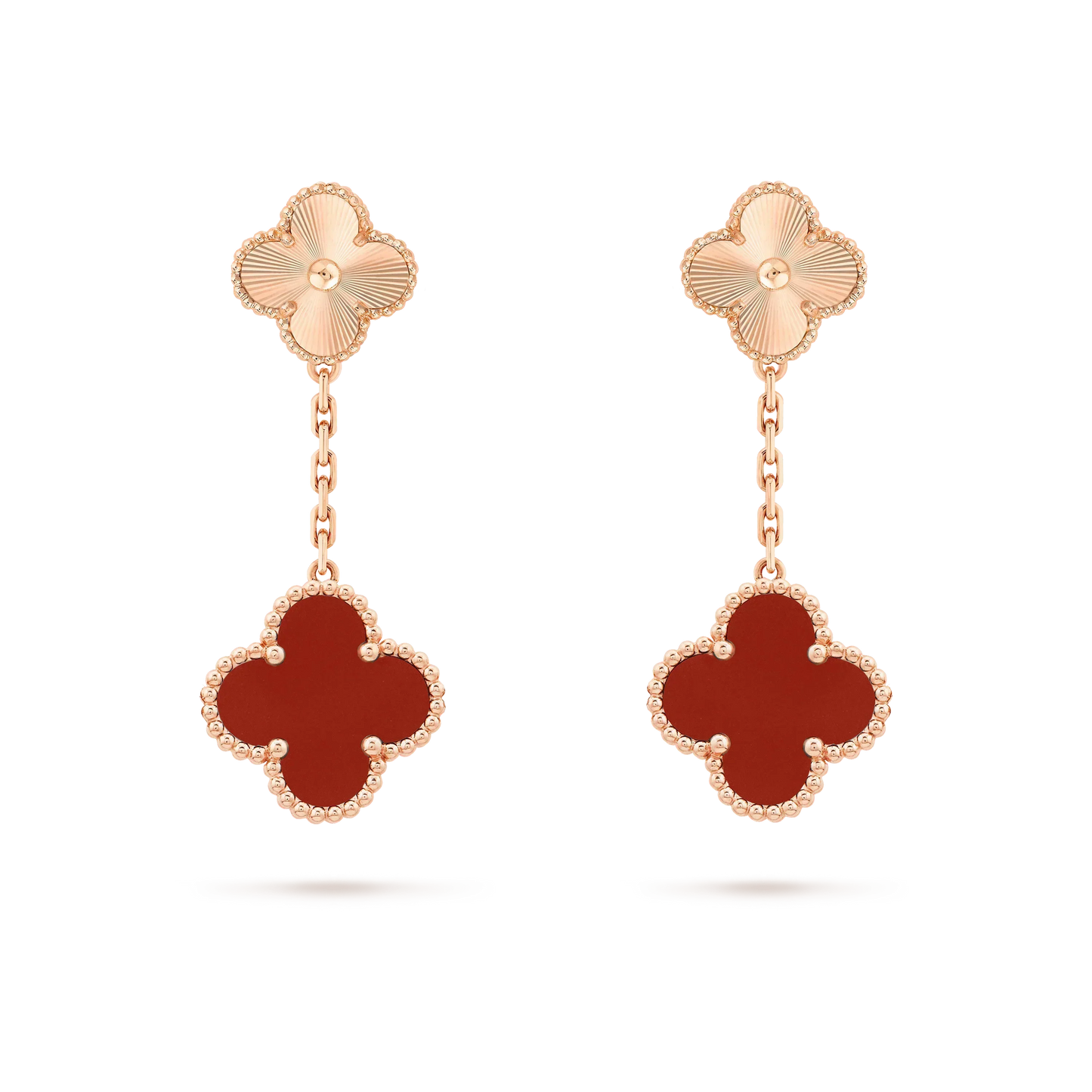 [✨ROSE💎]CLOVER 2 MOTIF  LASER CARNELIAN EARRINGS
