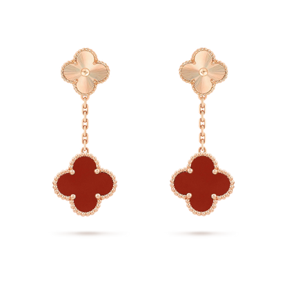[✨ROSE💎]CLOVER 2 MOTIF  LASER CARNELIAN EARRINGS