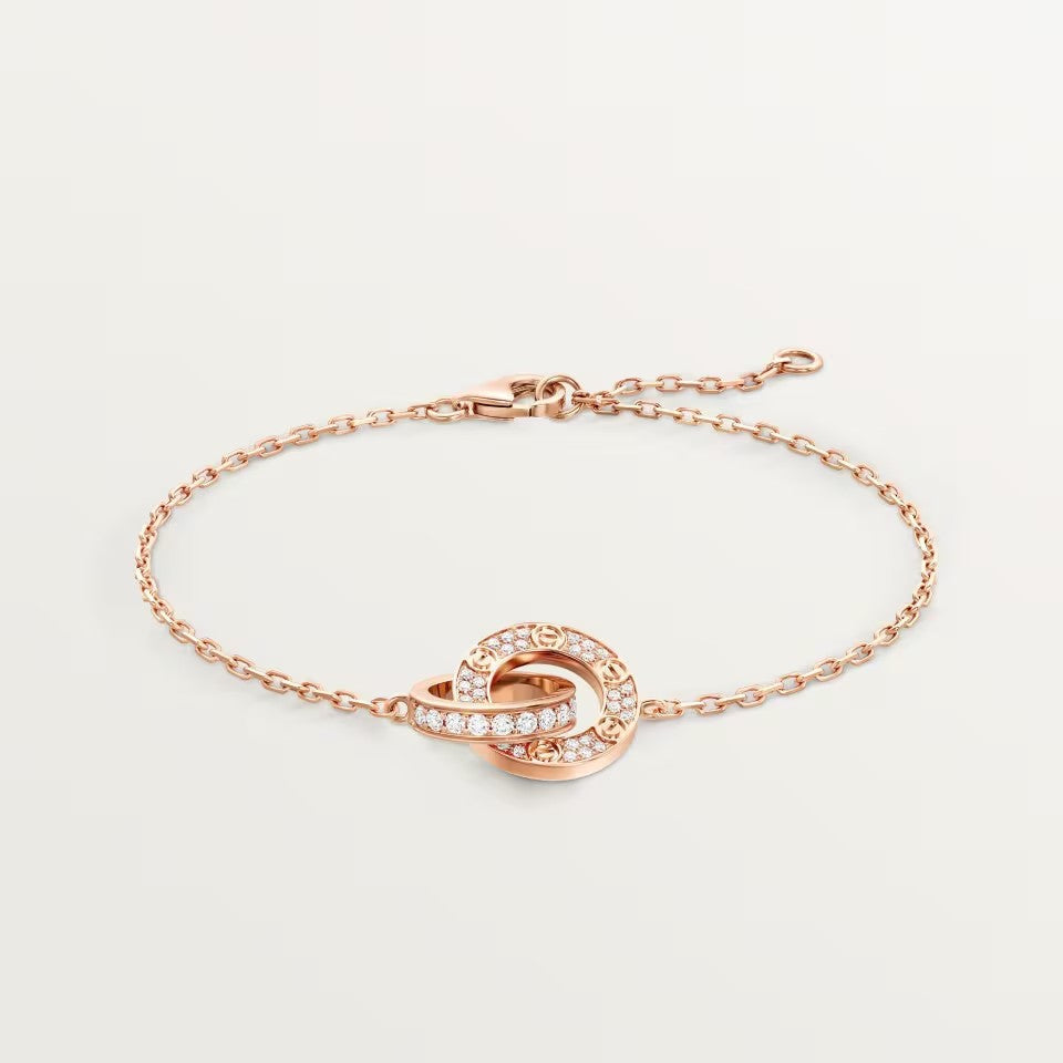[✨ROSE💎]LOVE DOUBLE RING FULL DIAMOND BRACELET