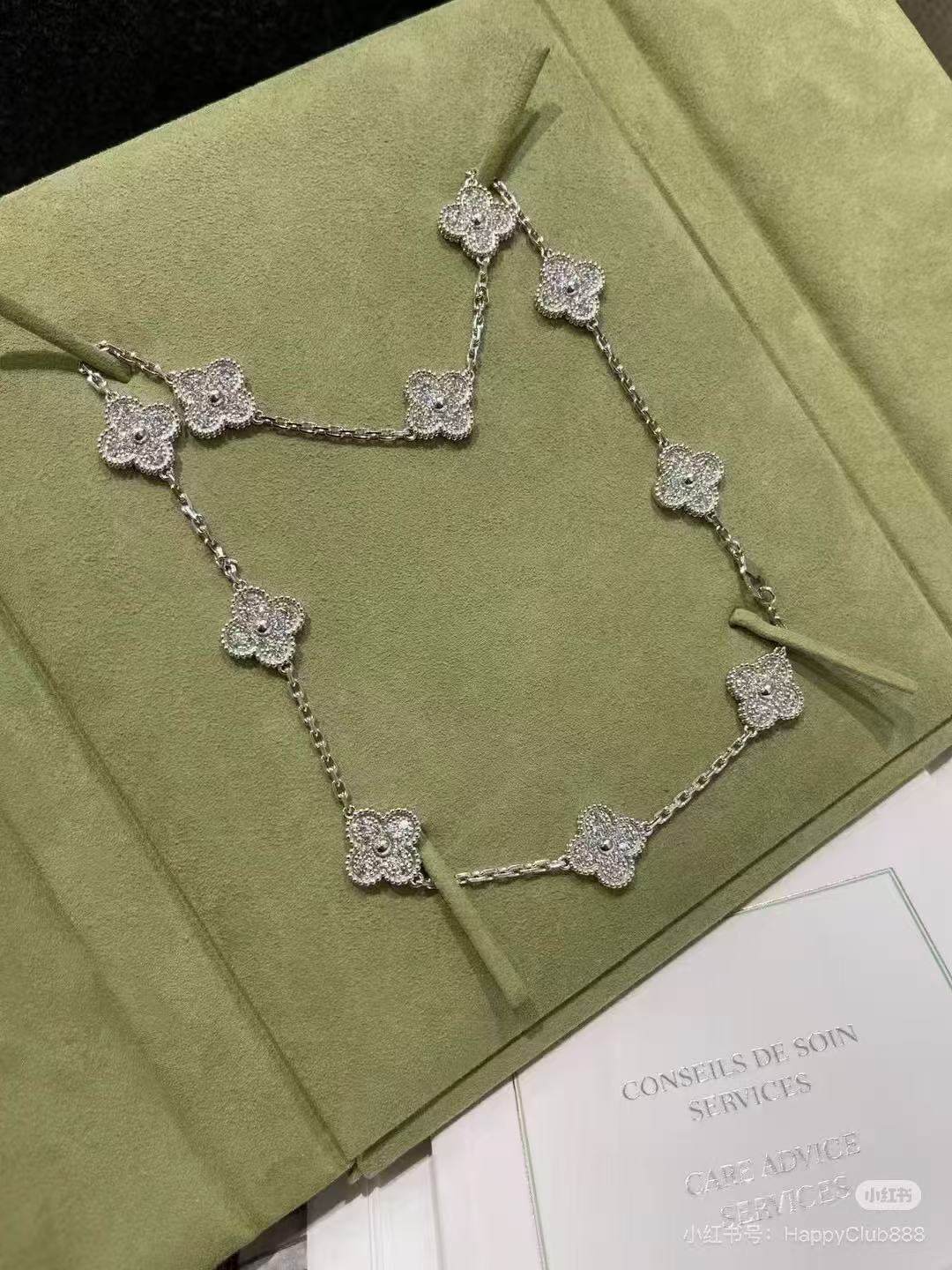 [✨ROSE💎]CLOVER 10 MOTIFS  FULL DIAMOND NECKLACE