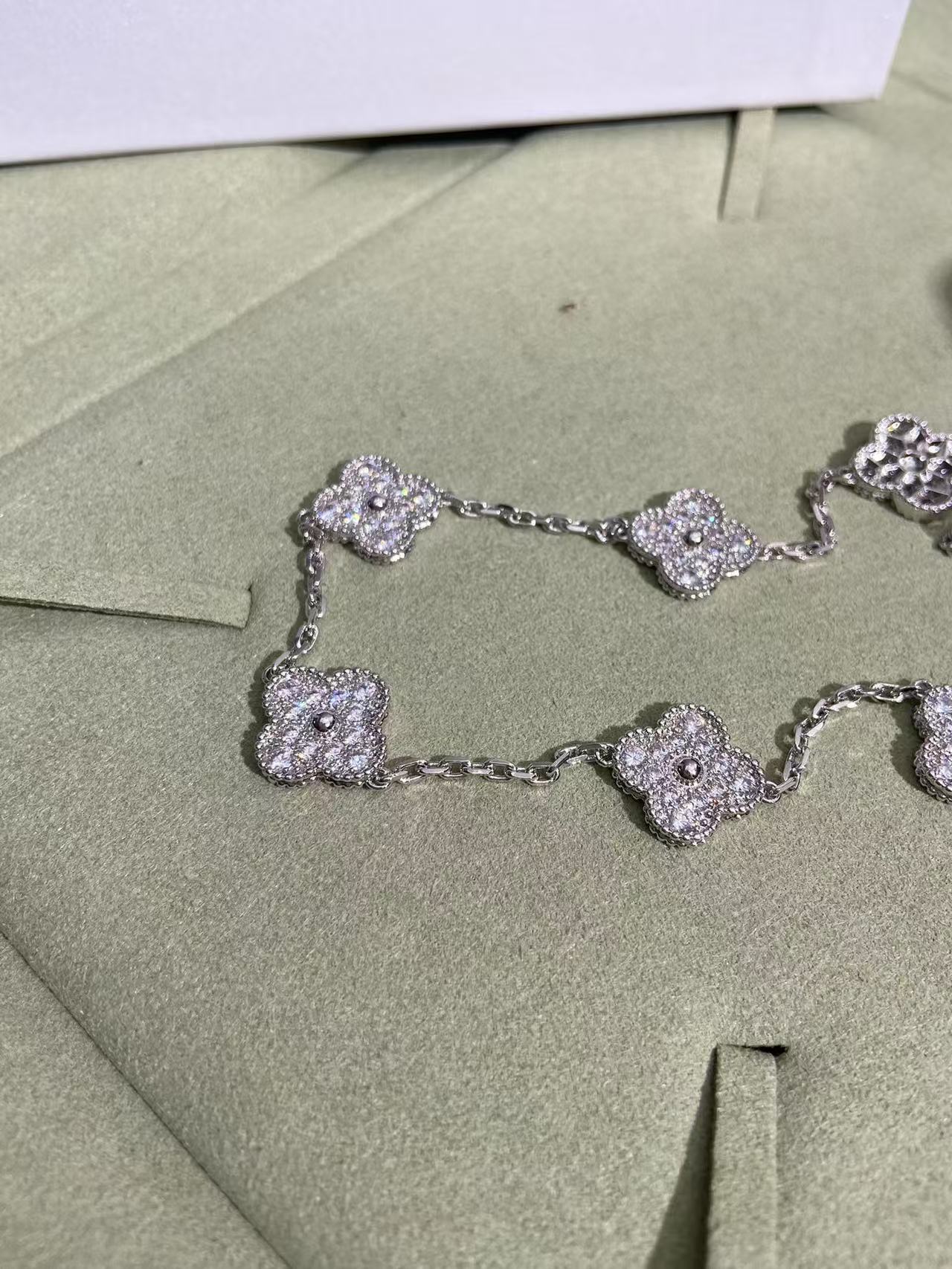 [✨ROSE💎]CLOVER 10 MOTIFS  FULL DIAMOND NECKLACE
